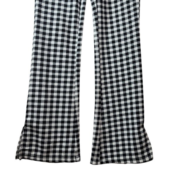 2/$15 Shein Flare Pants Black White Small Check Pull On Houndstooth Gingham - Picture 3 of 7